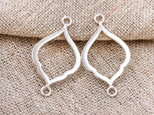 2 of 925 Sterling Silver Moroccan Style Drop Links, Connectors 15x20 mm. Polish Finished