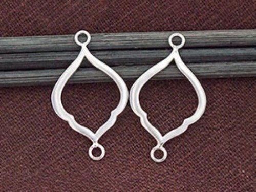 2 of 925 Sterling Silver Moroccan Style Drop Links, Connectors 15x20 mm. Polish Finished