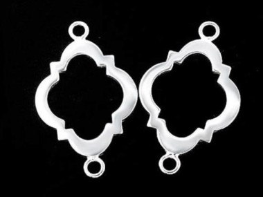 2 of 925 Sterling Silver Moroccan Style Drop Links, Connectors 16x20 mm. Polish Finished