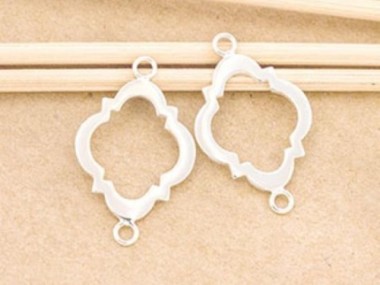 925 Sterling Silver Moroccan Style Drop Links, Connectors 16x20 mm.