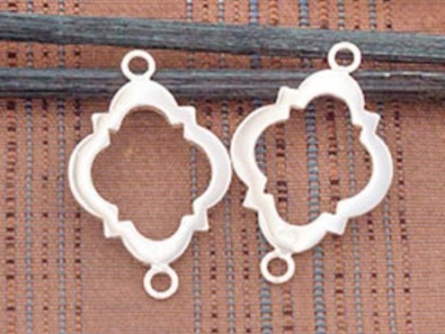 2 of 925 Sterling Silver Moroccan Style Drop Links, Connectors 16x20 mm. Polish Finished