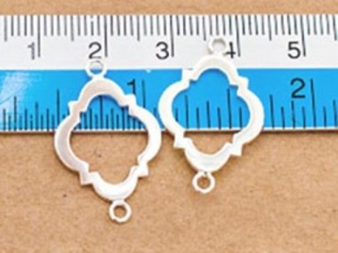 925 Sterling Silver Moroccan Style Drop Links, Connectors 16x20 mm.