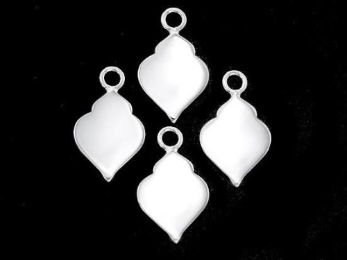 4 of 925 Sterling Silver Moroccan Style Drop Charms 9x12 mm. Polish Finished