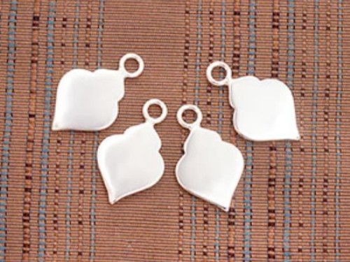 4 of 925 Sterling Silver Moroccan Style Drop Charms 9x12 mm. Polish Finished