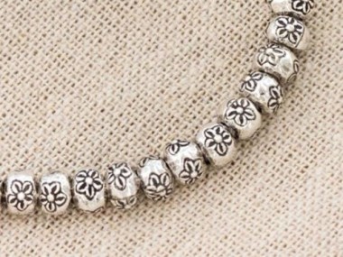 Karen Hill Tribe Silver Imprinted Rondelle Beads 5x4mm.