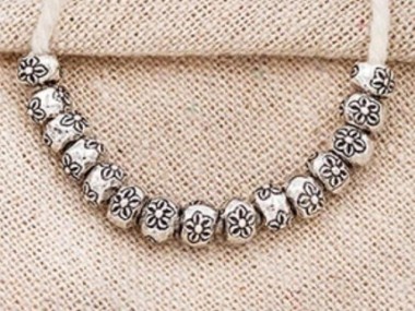 Karen Hill Tribe Silver Imprinted Rondelle Beads 5x4mm.