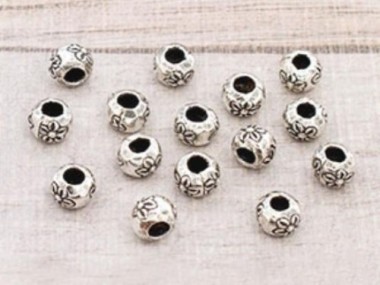 Karen Hill Tribe Silver Imprinted Rondelle Beads 5x4mm.