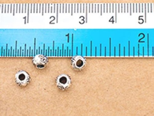 15 of Karen Hill Tribe Silver Imprinted Rondelle Beads 5x4mm.