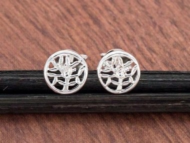 1 pair of 925 Sterling Silver Tiny Tree of Life Stud Earrings 7mm. ,Polish finished