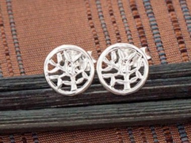 925 Sterling Silver Tiny Tree of Life Stud Earrings 7mm.