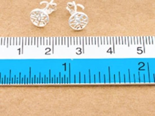 1 pair of 925 Sterling Silver Tiny Tree of Life Stud Earrings 7mm. ,Polish finished