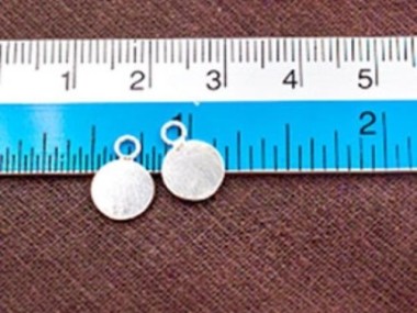 925 Sterling Silver Round Disc Tag Charms 8mm.