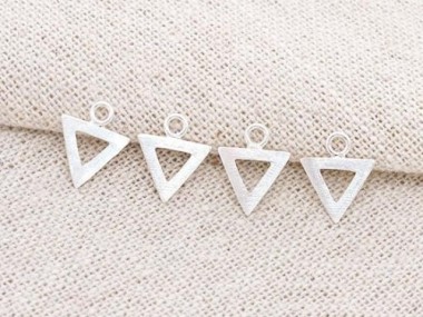 925 Sterling Silver Brushed Triangle Charms 8.5x7.5 mm.