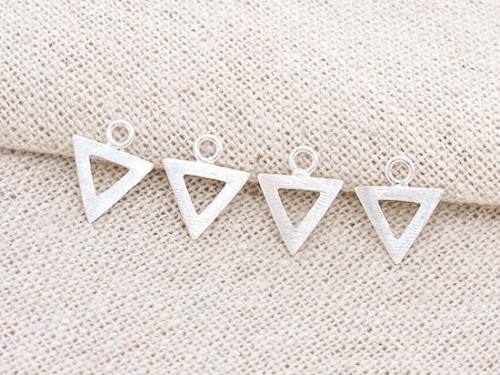 4 of 925 Sterling Silver Brushed Triangle Charms 8.5x7.5 mm.