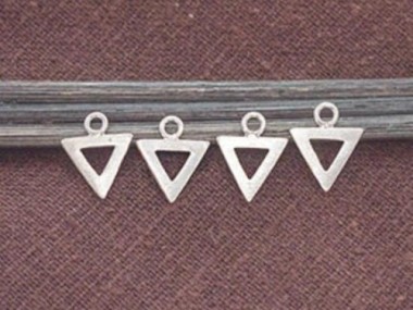 925 Sterling Silver Brushed Triangle Charms 8.5x7.5 mm.