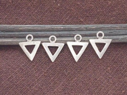 4 of 925 Sterling Silver Brushed Triangle Charms 8.5x7.5 mm.