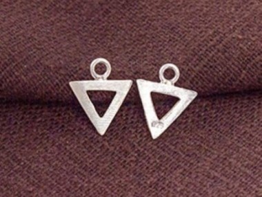 925 Sterling Silver Brushed Triangle Charms 8.5x7.5 mm.