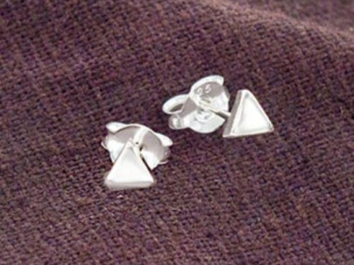 1 pair of 925 Sterling Silver Tiny Triangle Stud Earrings 4mm. , minimalist earrings ., Polish Finished .