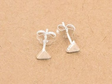 925 Sterling Silver Tiny Triangle Stud Earrings 4mm.