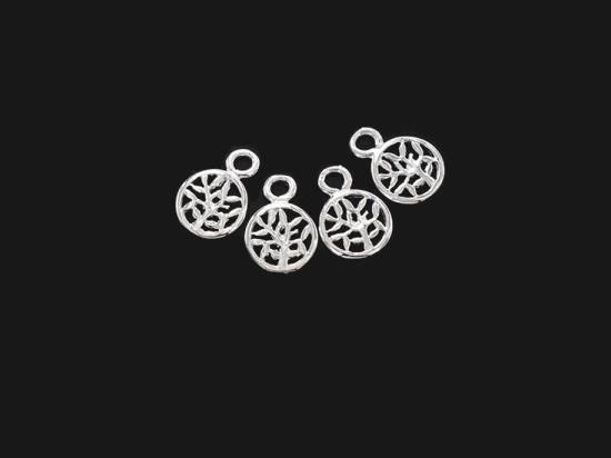 4 of 925 Sterling Silver Tree of Life Charms 7 mm. Polish Finished.