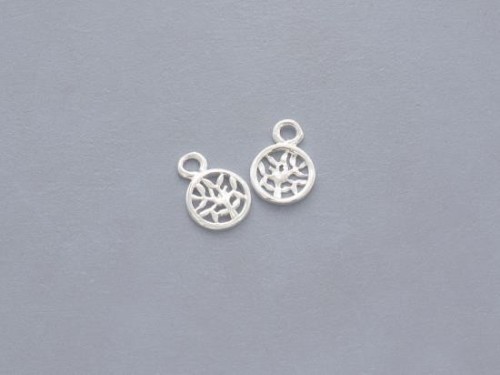 4 of 925 Sterling Silver Tree of Life Charms 7 mm. Polish Finished.