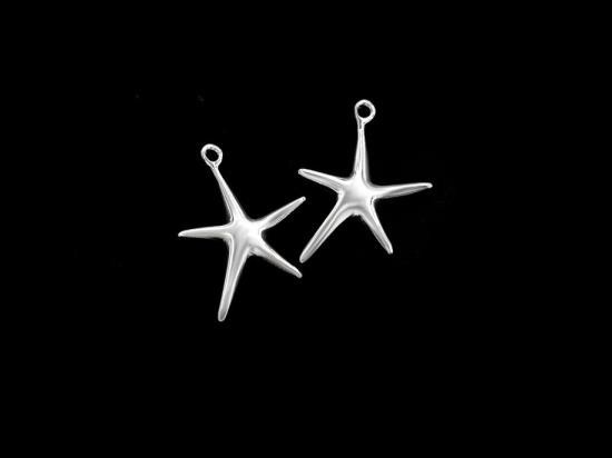 2 of 925 Sterling Silver Starfish Charms 12mm.