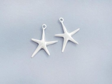 925 Sterling Silver Starfish Charms 12mm.