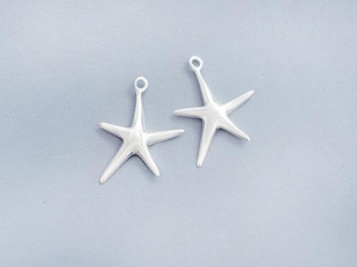 2 of 925 Sterling Silver Starfish Charms 12mm.