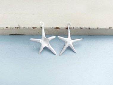 925 Sterling Silver Starfish Charms 12mm.