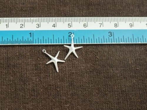 2 of 925 Sterling Silver Starfish Charms 12mm.