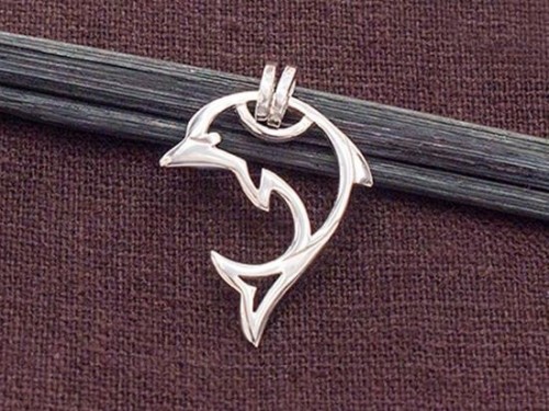 1 of 925 Sterling Silver Dolphin Pendant 17x24mm. Polish Finished .