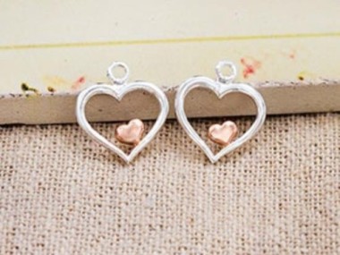 925 Sterling Silver Heart Charms 11mm.