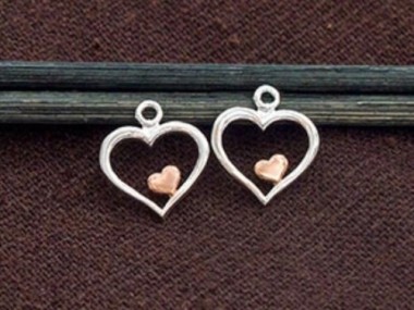 925 Sterling Silver Heart Charms 11mm.