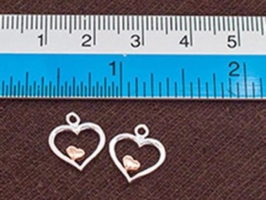 925 Sterling Silver Heart Charms 11mm.