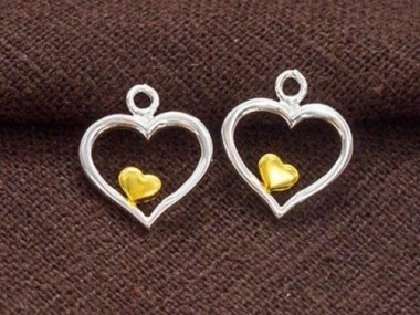 925 Sterling Silver Heart Charms 11mm.