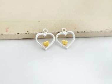 925 Sterling Silver Heart Charms 11mm.