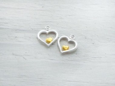 925 Sterling Silver Heart Charms 11mm.