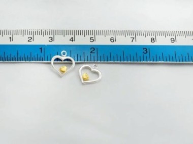 925 Sterling Silver Heart Charms 11mm.