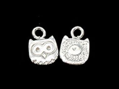 925 Sterling Silver Small Owl Charms 6.5mm.