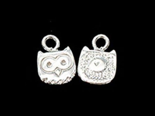 2 of 925 Sterling Silver Small Owl Charms 6.5mm.