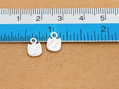 925 Sterling Silver Small Owl Charms 6.5mm.