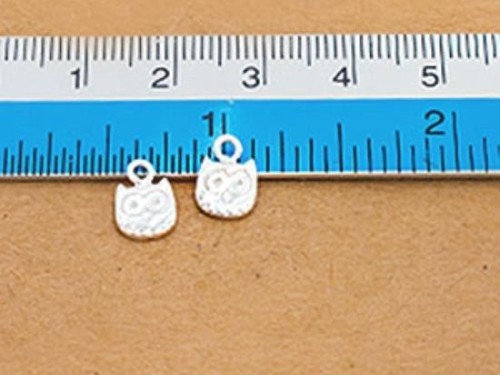 2 of 925 Sterling Silver Small Owl Charms 6.5mm.