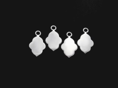 4 of 925 Sterling Silver Moroccan Style Drop Charms 9x13mm. Polish Finished