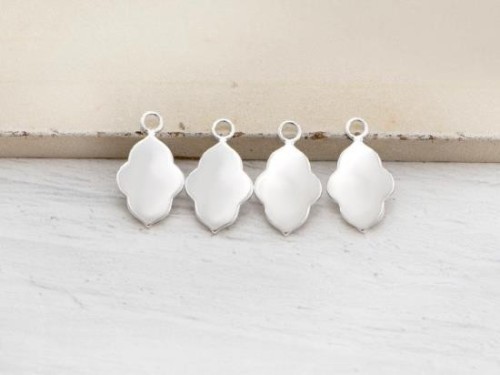 4 of 925 Sterling Silver Moroccan Style Drop Charms 9x13mm. Polish Finished