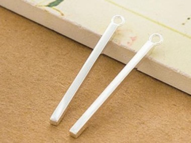 925 Sterling Silver Rectangle Stick Charms 2x30mm.