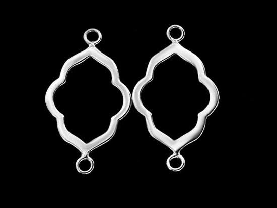 2 of 925 Sterling Silver Moroccan Style Drop Links, Connectors 15x20 mm. Polish Finished