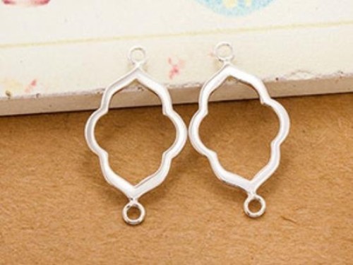 2 of 925 Sterling Silver Moroccan Style Drop Links, Connectors 15x20 mm. Polish Finished