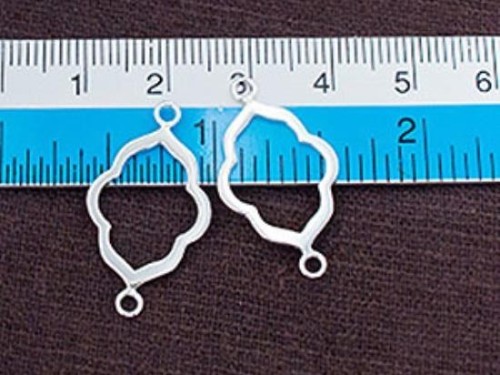 2 of 925 Sterling Silver Moroccan Style Drop Links, Connectors 15x20 mm. Polish Finished