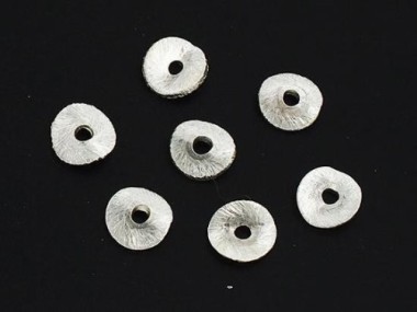 20 of Karen Hill Tribe Silver Brushed Curve Disc Beads 6.4x0.7 mm.