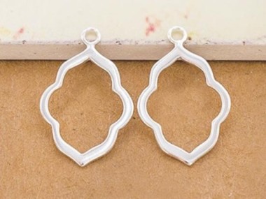 2 of 925 Sterling Silver Moroccan Style Drop Pendants 15x20 mm. Polish Finished